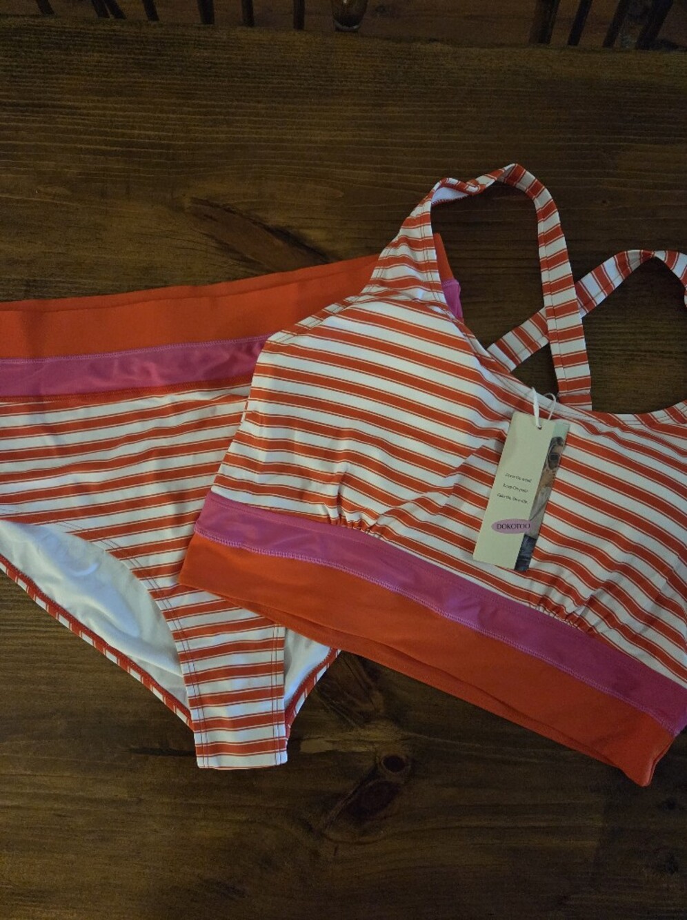 Orange And Pink Striped Bikini
